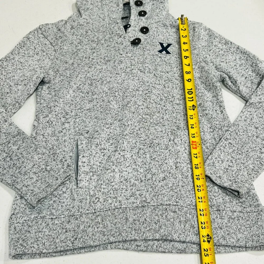 Xavier Musketeers Champion Elite Fleece Sweater Pullover Henley Heathered Gray S - Picture 2 of 8